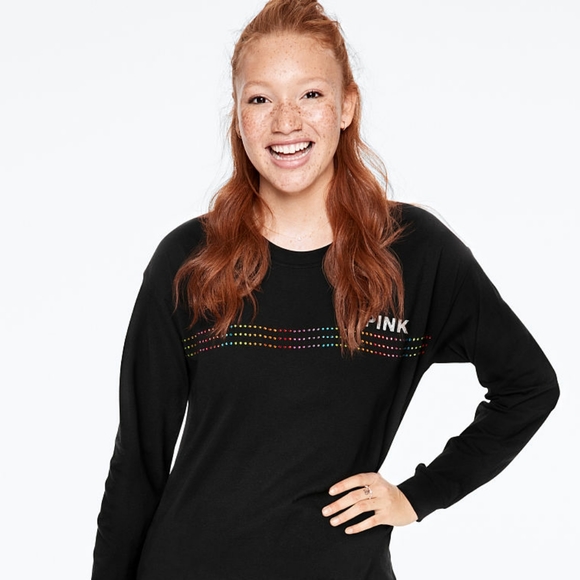 PINK Victoria's Secret Tops - New Victoria's Secret Pink Bling Campus Tee